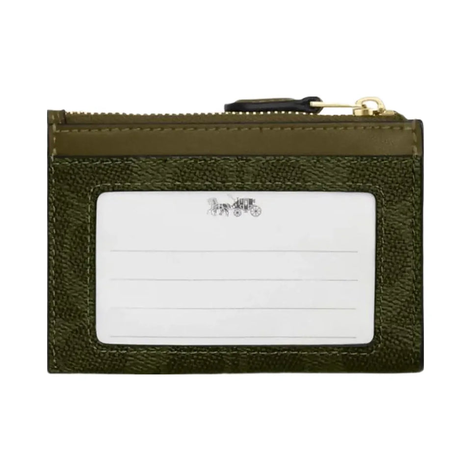 Coach Mini Skinny Id Case In Signature Canvas Signature Canvas-Gold-Olive