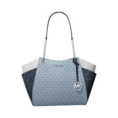 Michael Kors Jet Set Large Color-Block Signature Logo Shoulder Bag Admirl Multi