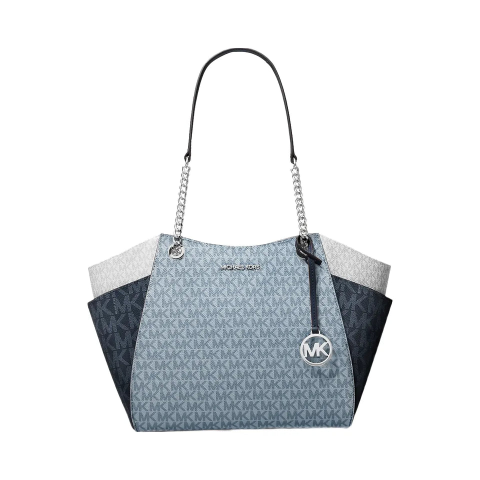 Michael Kors Jet Set Large Color-Block Signature Logo Shoulder Bag Admirl Multi