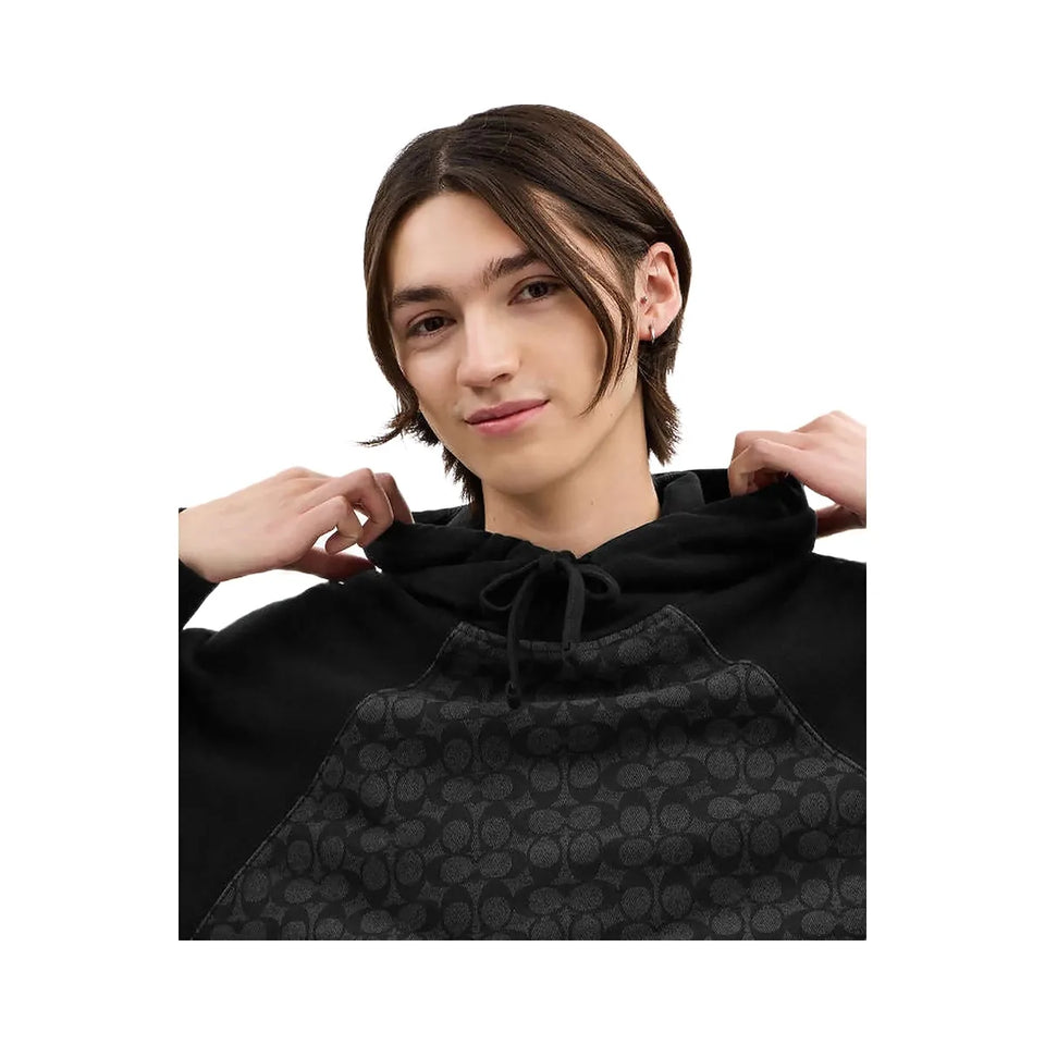 Coach Signature Hoodie In Organic Cotton Charcoal Signature