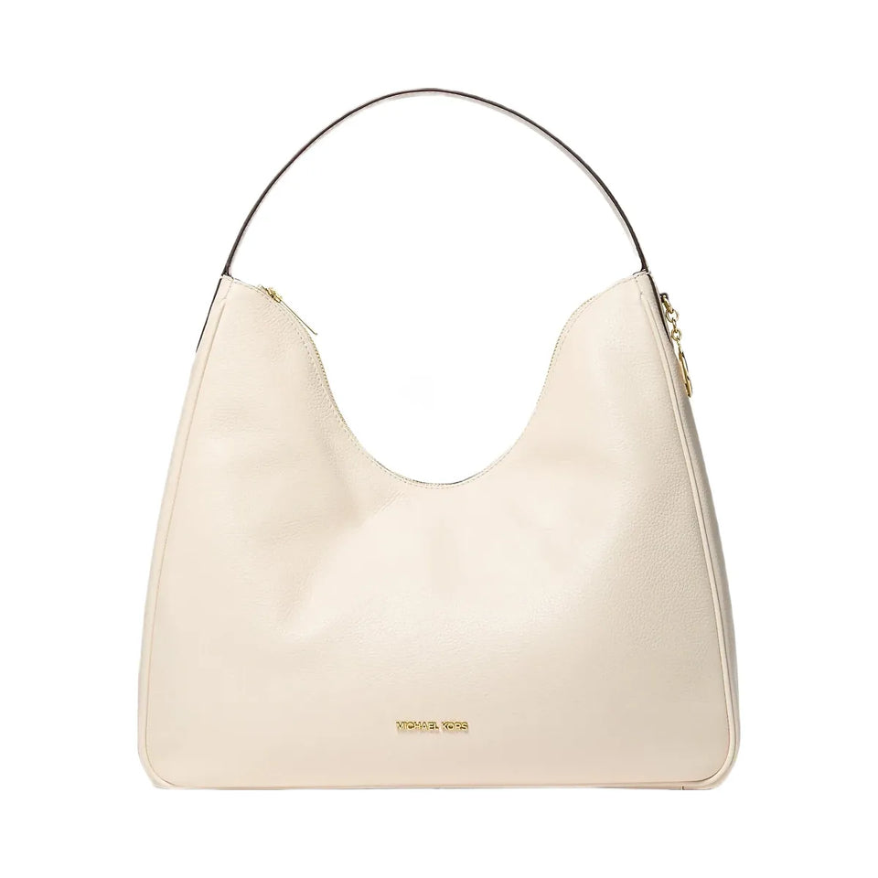 Michael Kors Nayla Medium Pebbled Leather Shoulder Bag Lt Cream
