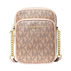 Michael Kors Jet Set Medium Metallic Signature Logo Crossbody Bag Rs Gld Multi