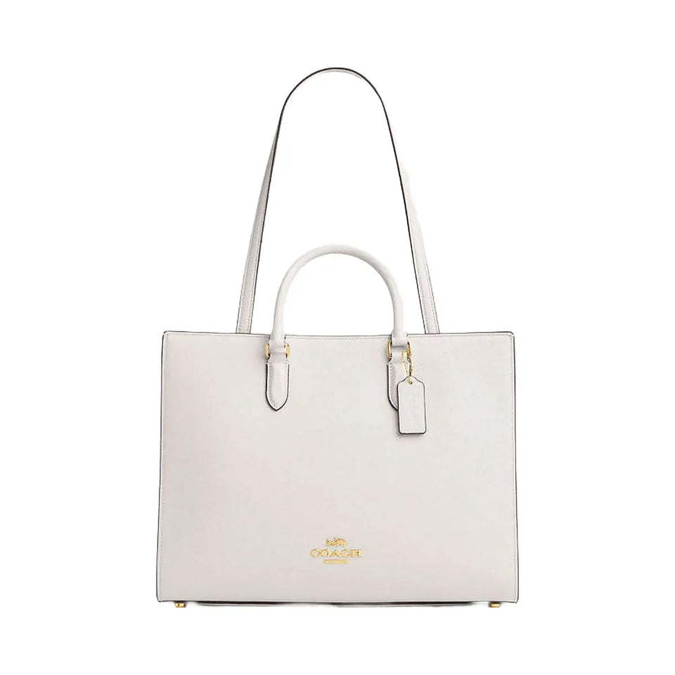 Coach Maggie Tote Bag Pebbled Leather-Gold-Chalk