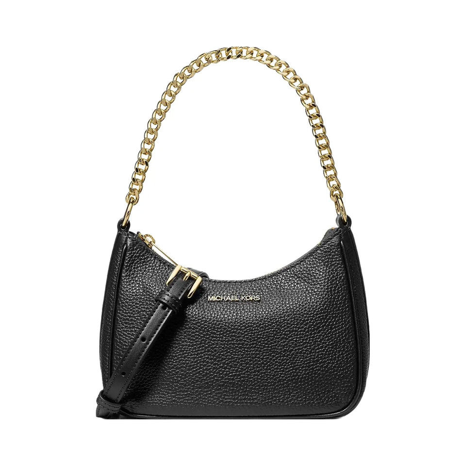 Michael Kors Jet Set Travel Pebbled Leather Convertible Crossbody Bag Black