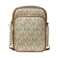 Michael Kors Jet Set Medium Metallic Signature Logo Crossbody Bag Pl Gld Multi