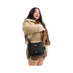 Coach Hadley Convertible Crossbody Bag Pebbled Leather-Gold-Black