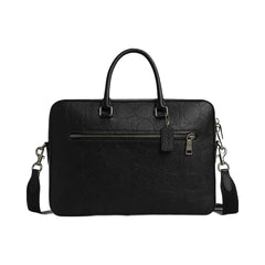 Coach Ethan Slim Brief In Signature Leather Pebbled Leather-Gunmetal-Black