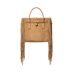 Michael Kors Hamilton Moderne Large Fringed Suede Satchel Husk