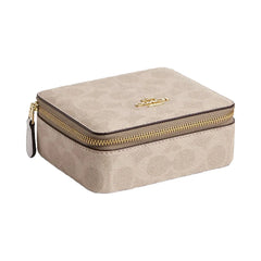 Coach Large Jewelry Box In Signature Canvas Signature Canvas-Gold-Sand-Chalk
