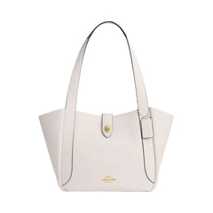 Coach Hadley Turnlock Tote Bag Pebbled Leather-Gold-Chalk