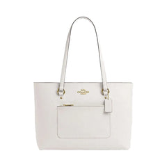 Coach Station Tote Bag Crossgrain Leather-Gold-Chalk