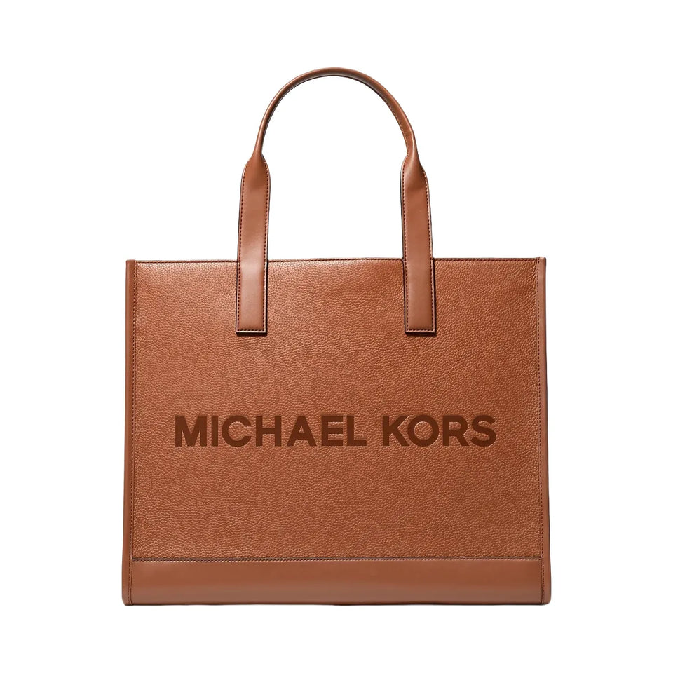 Michael Kors Cooper Logo Embossed Pebbled Leather Tote Bag Luggage