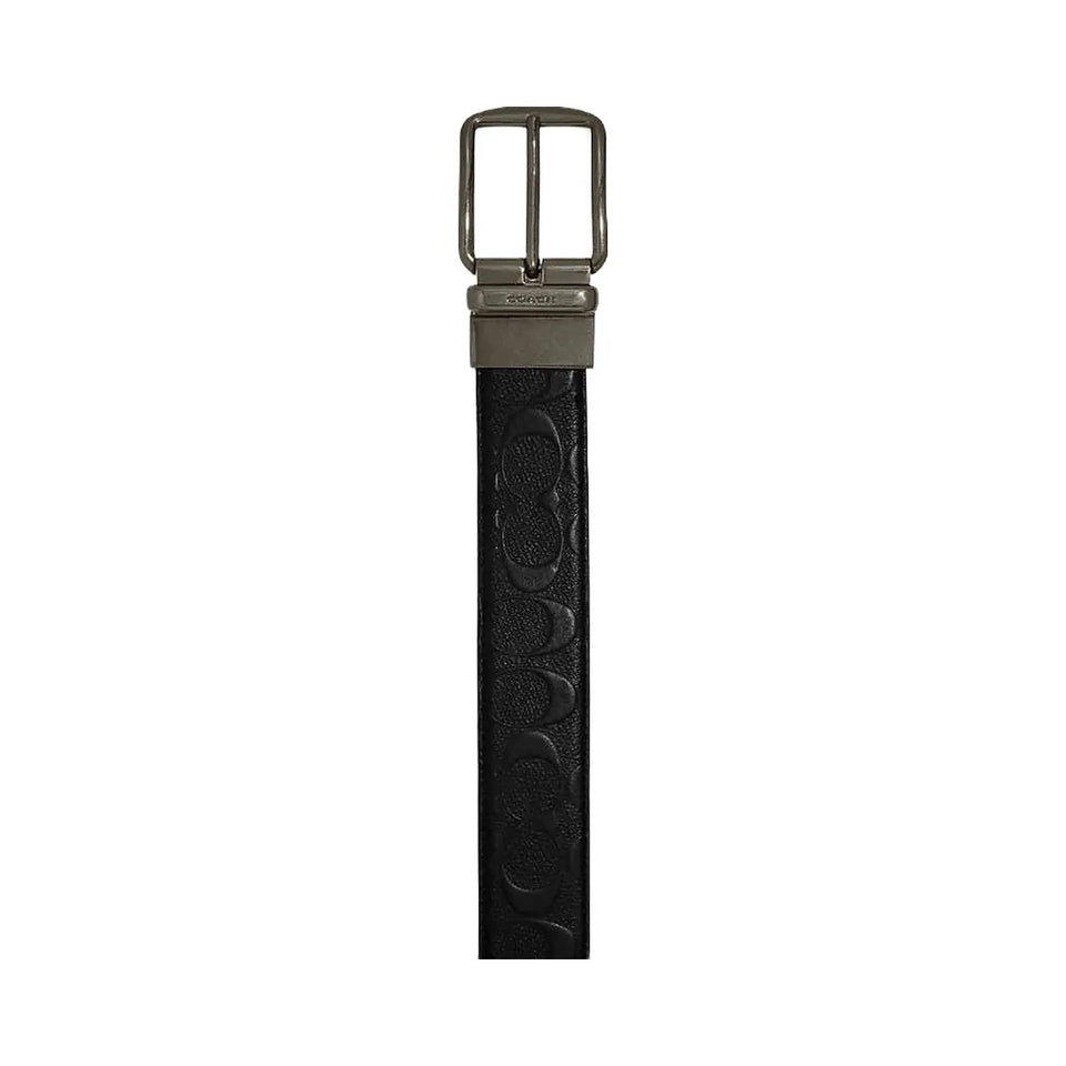Coach Harness Buckle Cut To Size Reversible Belt, 38 Mm Smooth Leather-Black