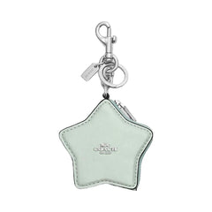 Coach Star Bag Charm Pearlized Leather-Silver-Green