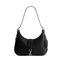 Coach Hamptons Hobo Bag Glovetan Leather-Silver-Black