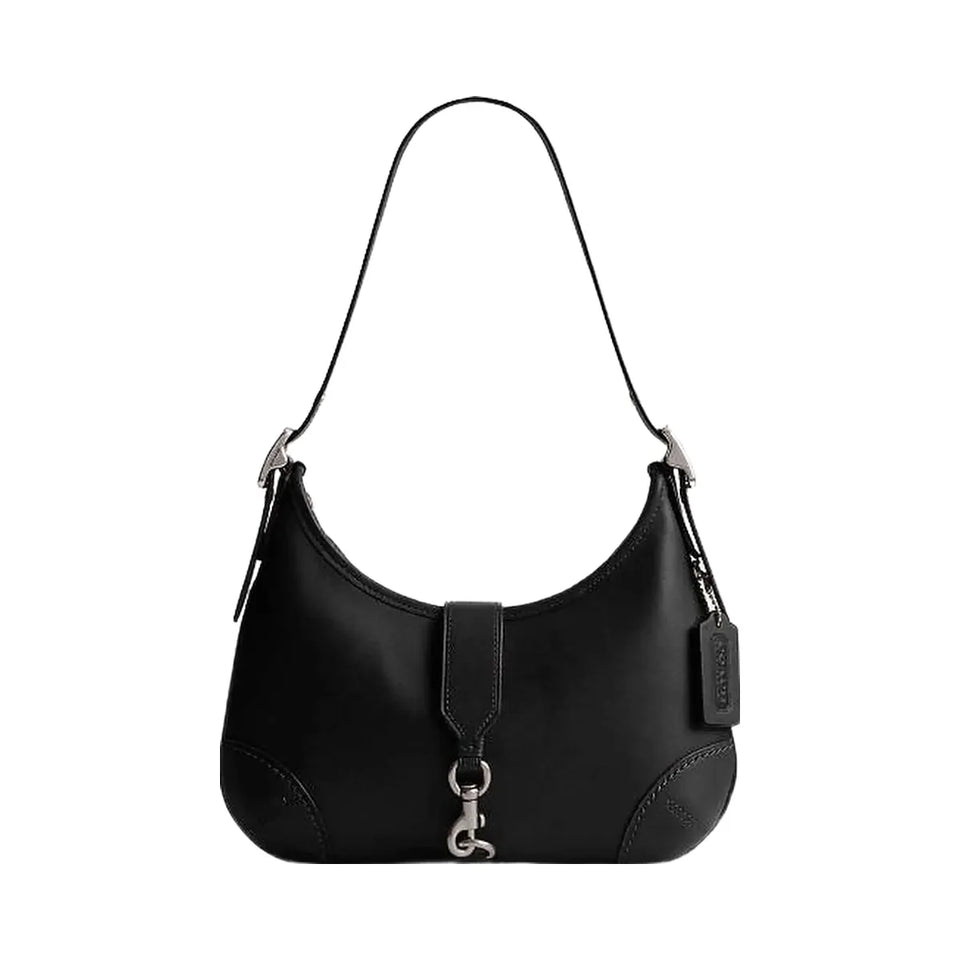 Coach Hamptons Hobo Bag Glovetan Leather-Silver-Black
