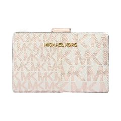 Michael Kors Jet Set Medium Metallic Logo Wallet Rose Gold