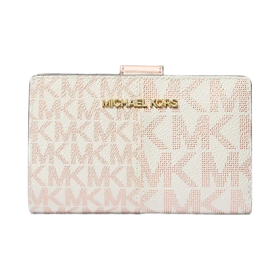 Michael Kors Jet Set Medium Metallic Logo Wallet Rose Gold