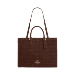 Coach Maggie Tote Bag Embossed Crocodile-Gold-Maple