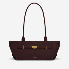 DeMellier The New York Shoulder burgundy suede & burgundy smooth