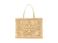 Tory Burch Ella Hand-Crocheted Large Tote Bag Natural