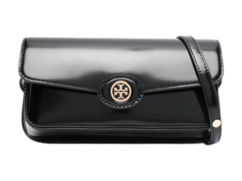 Tory Burch Robinson Spazzolato Rectangular Shoulder Bag Black