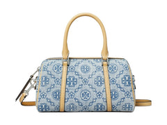 Tory Burch T Monogram Denim Mini Barrel Bag Powder Blue