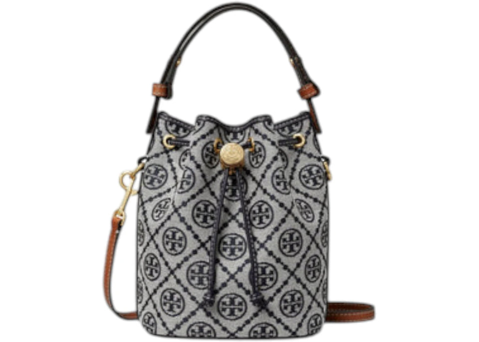 Tory Burch T Monogram Mini Bucket Bag Navy