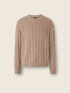 Zegna Beige Mlange Linen Cashmere And Silk Crewneck
