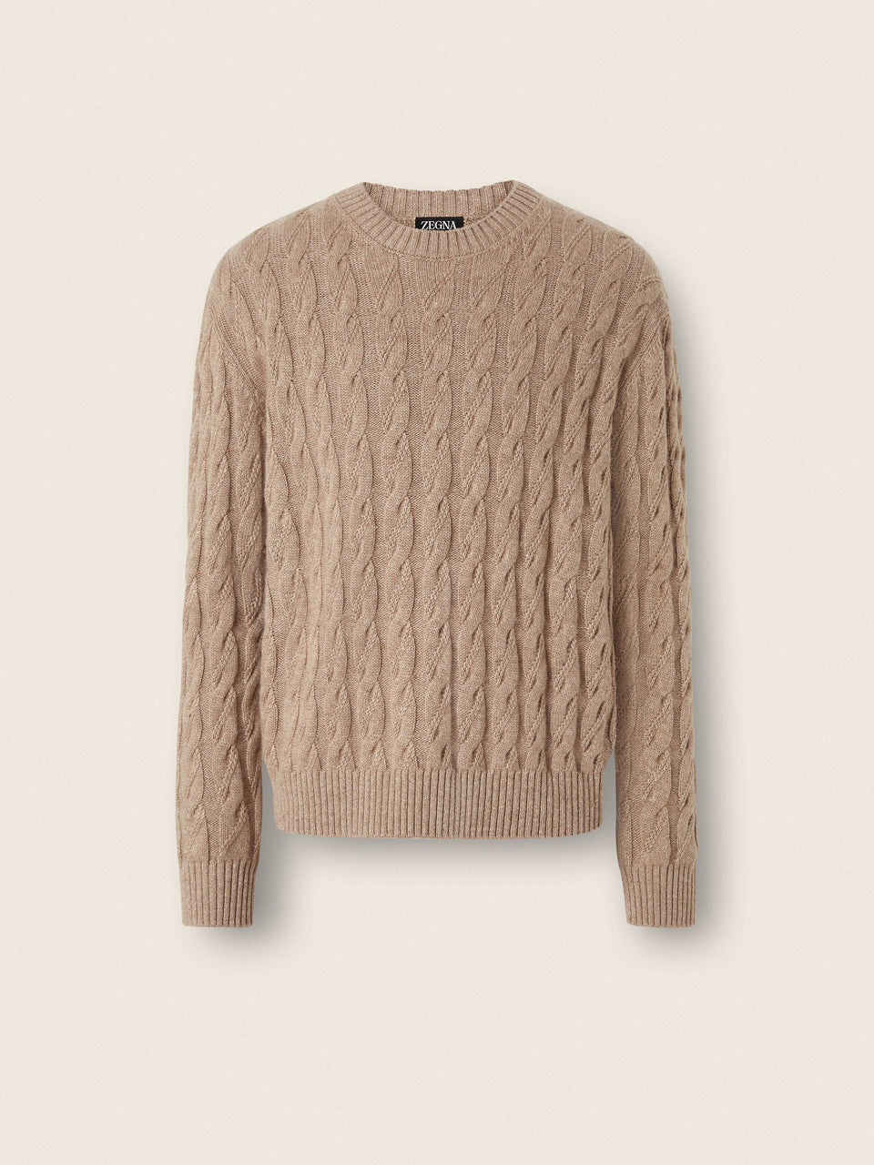 Zegna Beige Mlange Linen Cashmere And Silk Crewneck