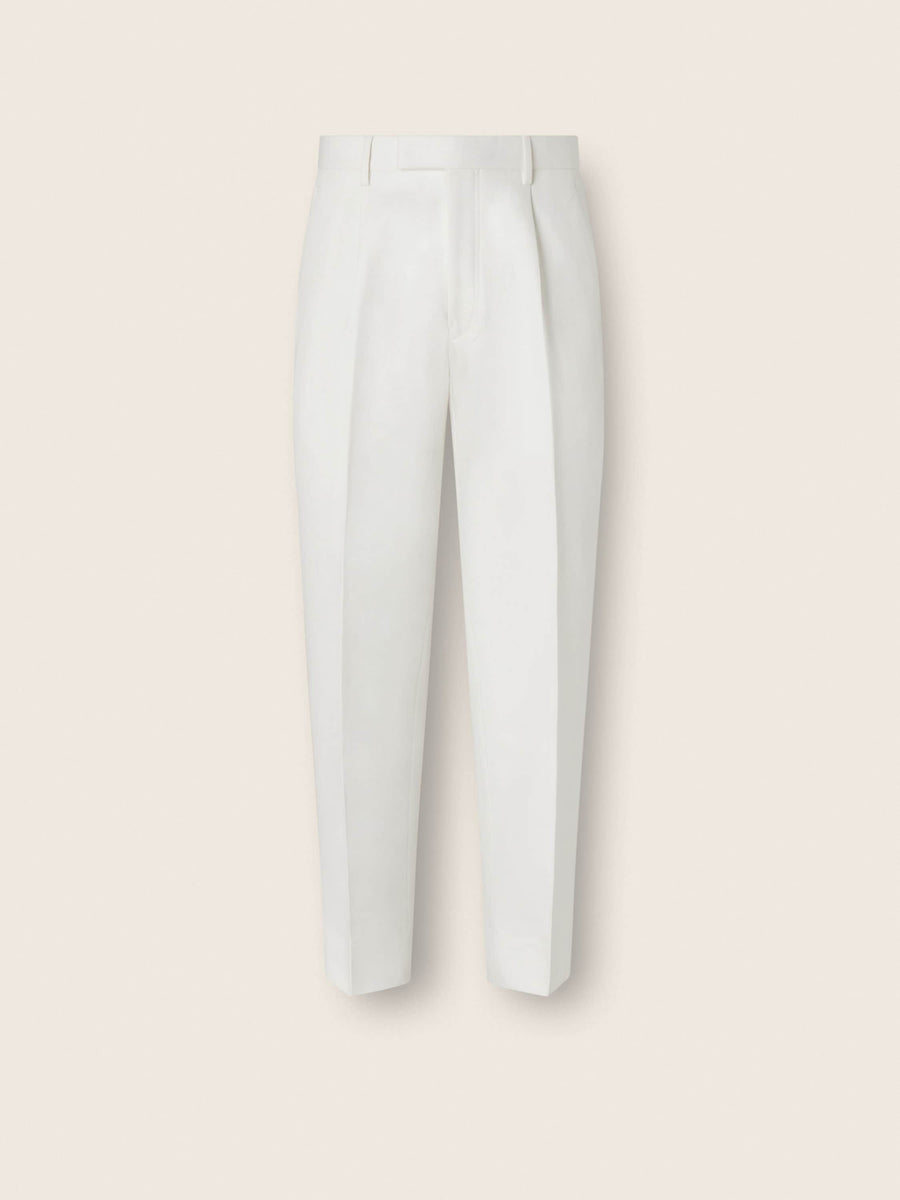 Zegna White Cotton And Linen Pants