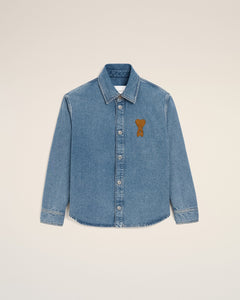 Blue Cotton Knitted Ami De Coeur Overshirt
