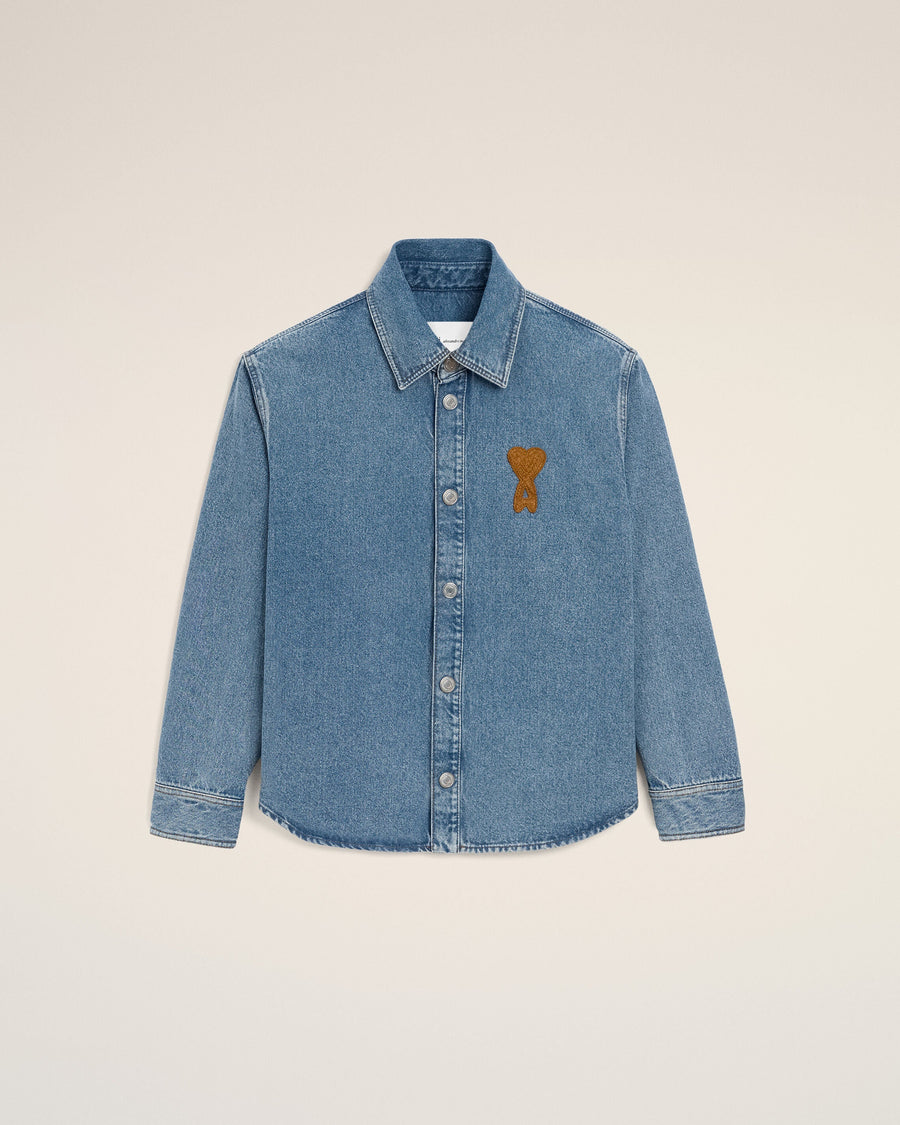 Blue Cotton Knitted Ami De Coeur Overshirt
