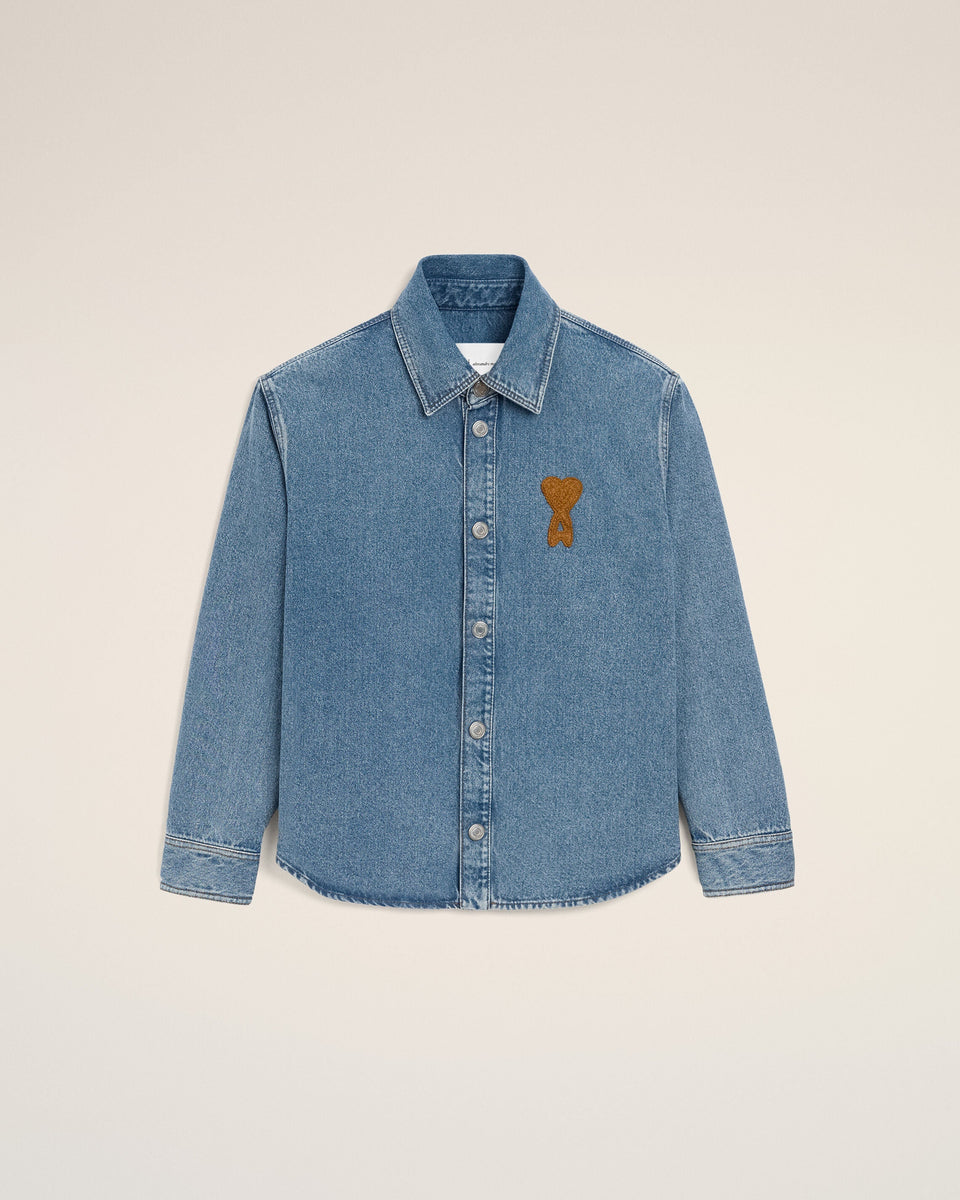 Blue Cotton Knitted Ami De Coeur Overshirt