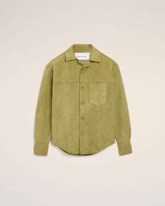 AmiParis Green Goat Leather Buttoned Overshirt