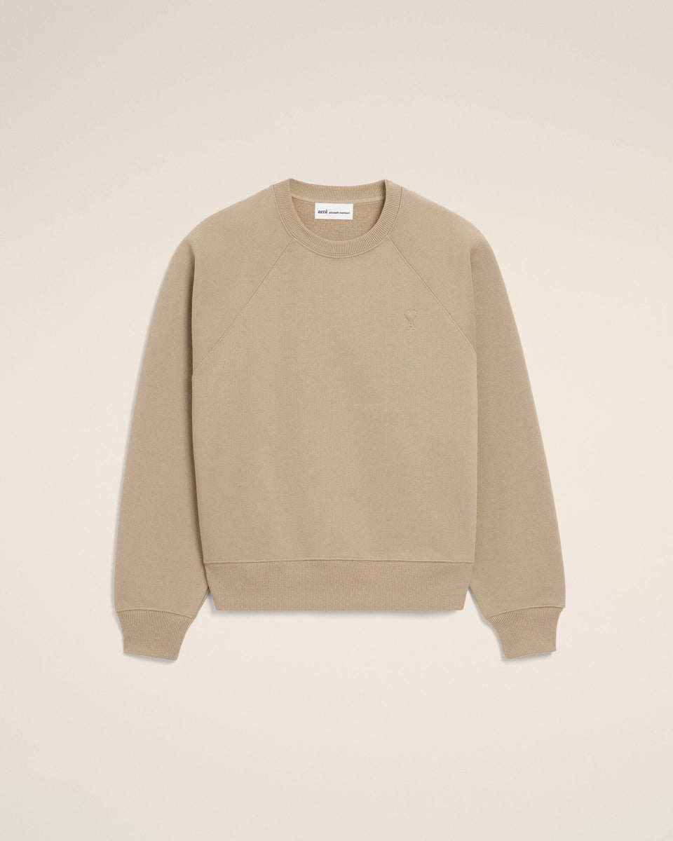 Beige Cotton Embossed Ami De Coeur Sweatshirt