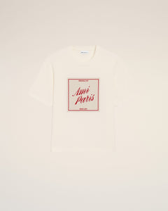 White Cotton Ami Paris Heritage Print T-Shirt Cream