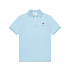Ami De Coeur polo shirt in sky blue organic cotton piqué