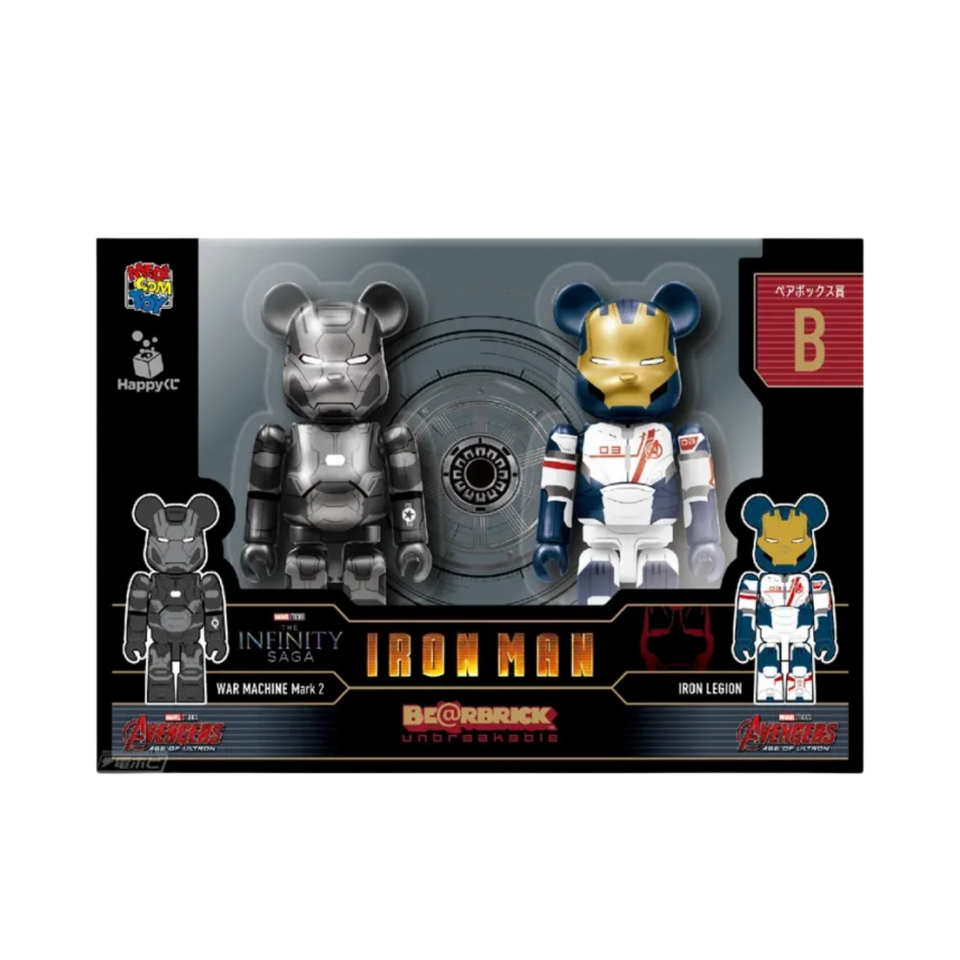 Bearbrick x Marvel Infinity Saga Iron Man Happy Lottery Pair Box Award B [War Machine Mark 2] & [Iron Legion] 100% Multi