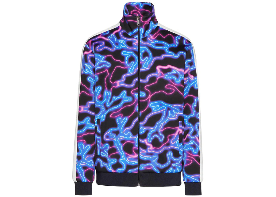 Valentino All Over Neon Camou Print Zip Sweatshirt Blue