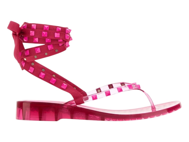 Valentino Garavani Rockstud Slip-On Sandals Pink Red (Women's)