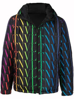 Valentino VLTN Allover Logo Reversible Down Jacket Black/Multicolor