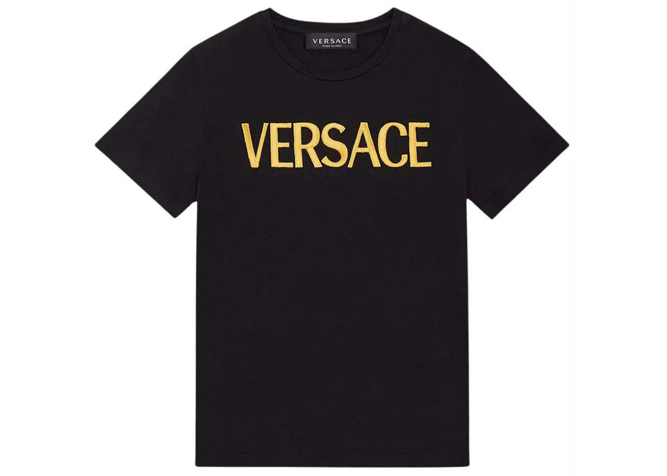 Versace Embroidered Versace T-Shirt Black