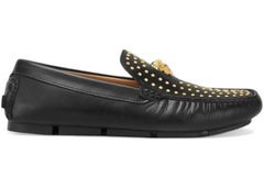 Versace LA Medusa Suede Driver Loafers Black