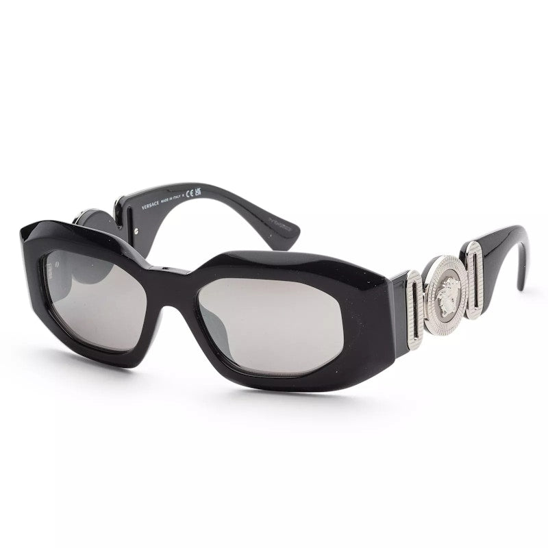 Versace Maxi Medusa Biggie Sunglasses Black/Light Grey Mirror (VE4425U-54226G)