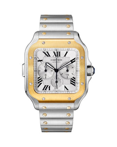 CARTIER SANTOS DE CARTIER, XL, CHRONOGRAPH, STEEL AND GOLD, INTERCHANGEABLE METAL AND RUBBER BRACELETS