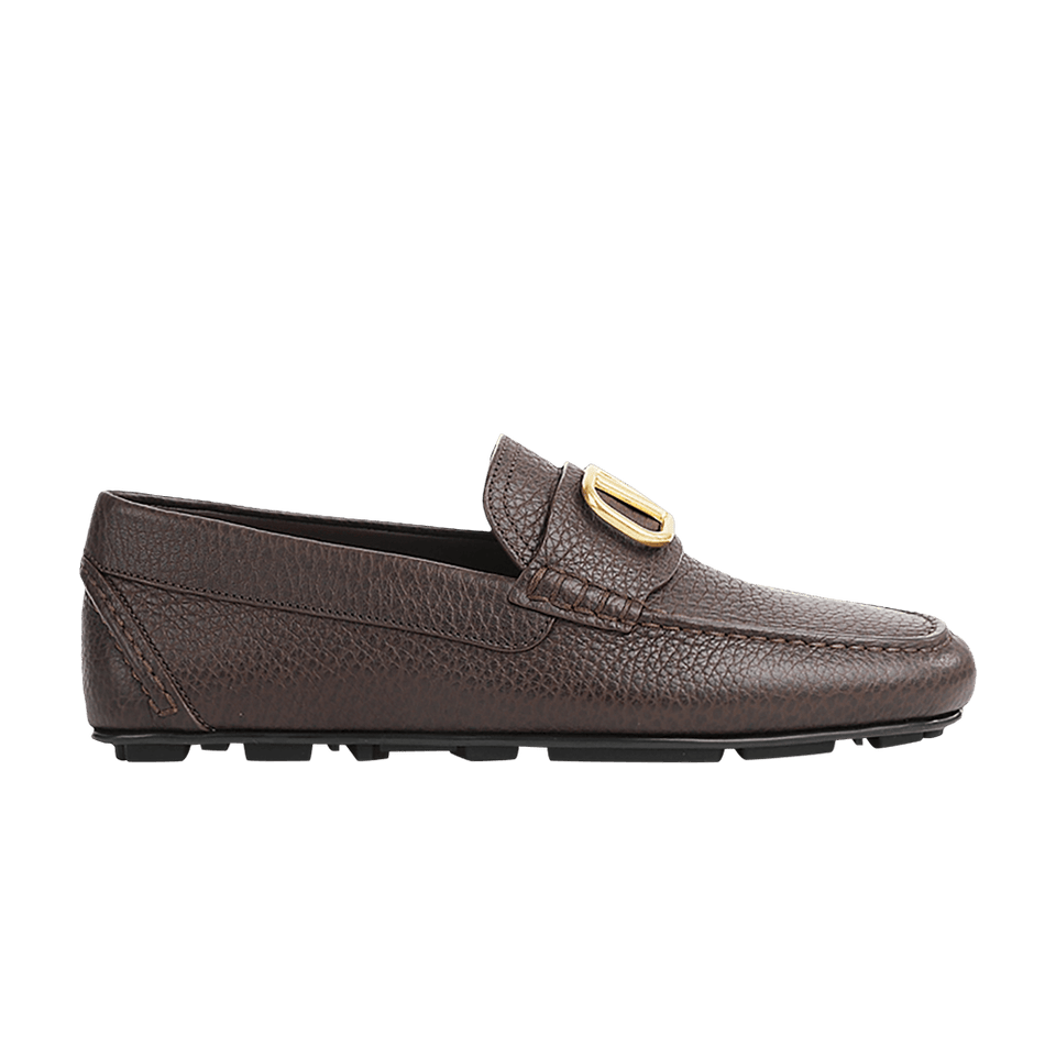 Valentino Driving Plaque Slip-On Loafer Brown