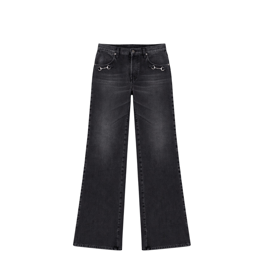 Denim Jeans with Horsebit Detail