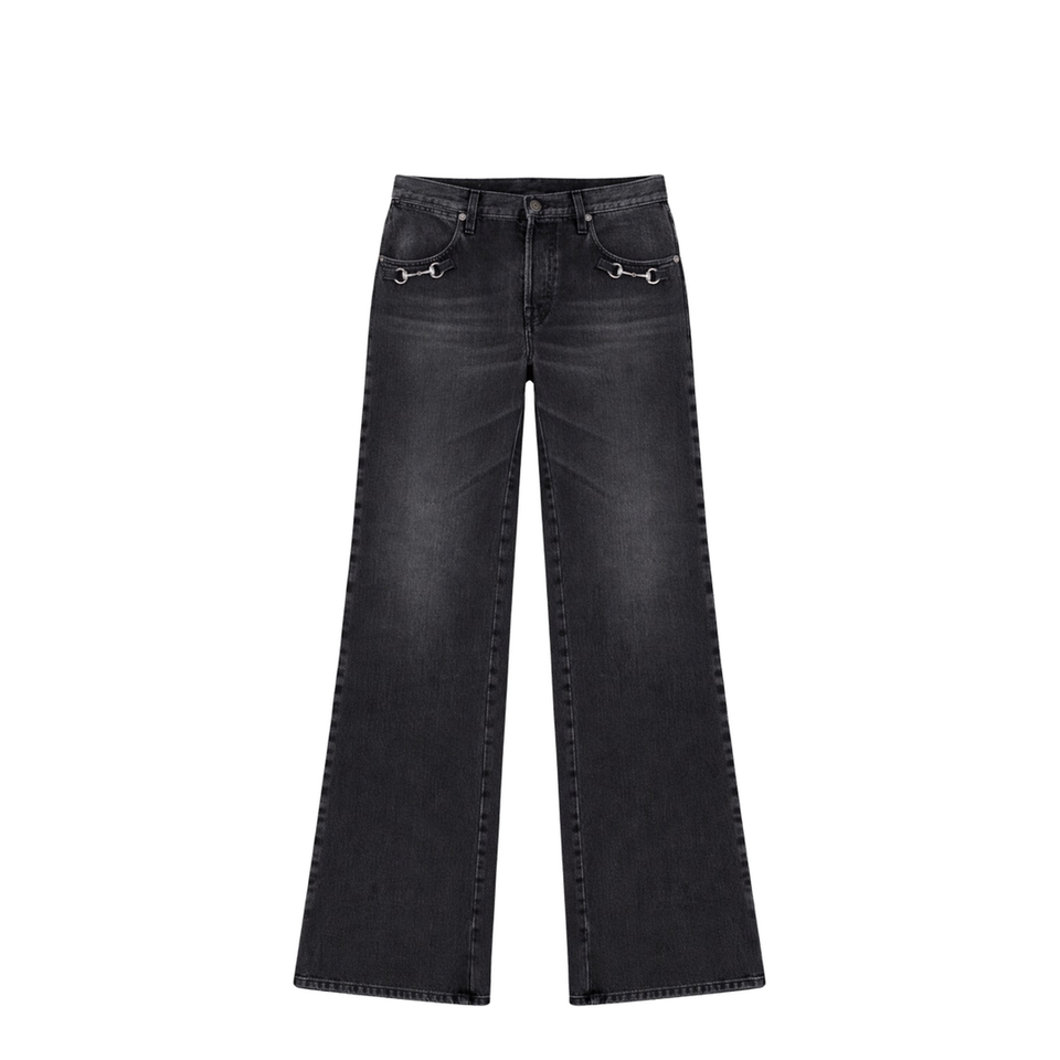 Denim Jeans with Horsebit Detail