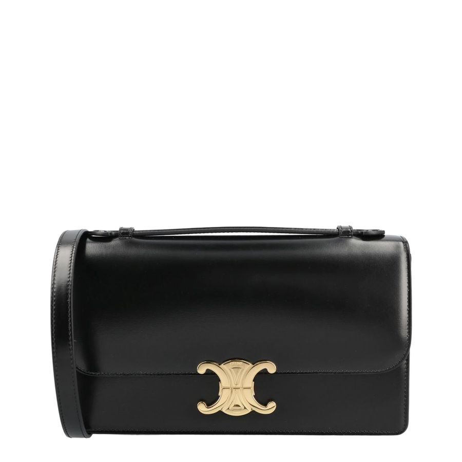 Celine Triomphe Medium Calfskin Shoulder Bag - Black